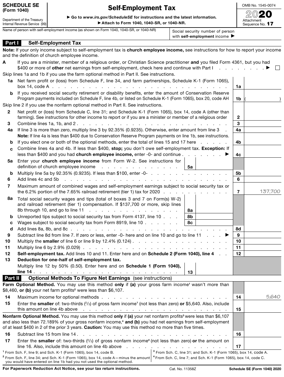 Self employment Tax Form Pdf 2022 Employment Form