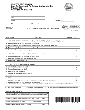STATE OF WEST VIRGINIA State Tax Department Tax Account Fill And 