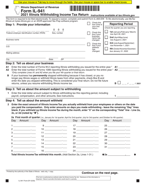 State Tax Form Il Fillable Printable Forms Free Online