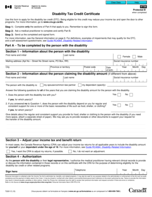 T2201 Disability Tax Credit Printable 2018 2025 Form Fill Out And 