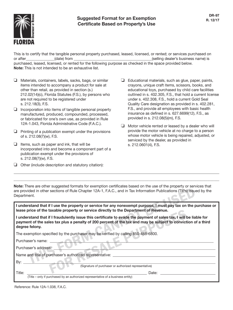 Tax Exempt Florida 2017 2025 Form Fill Out And Sign Printable PDF 