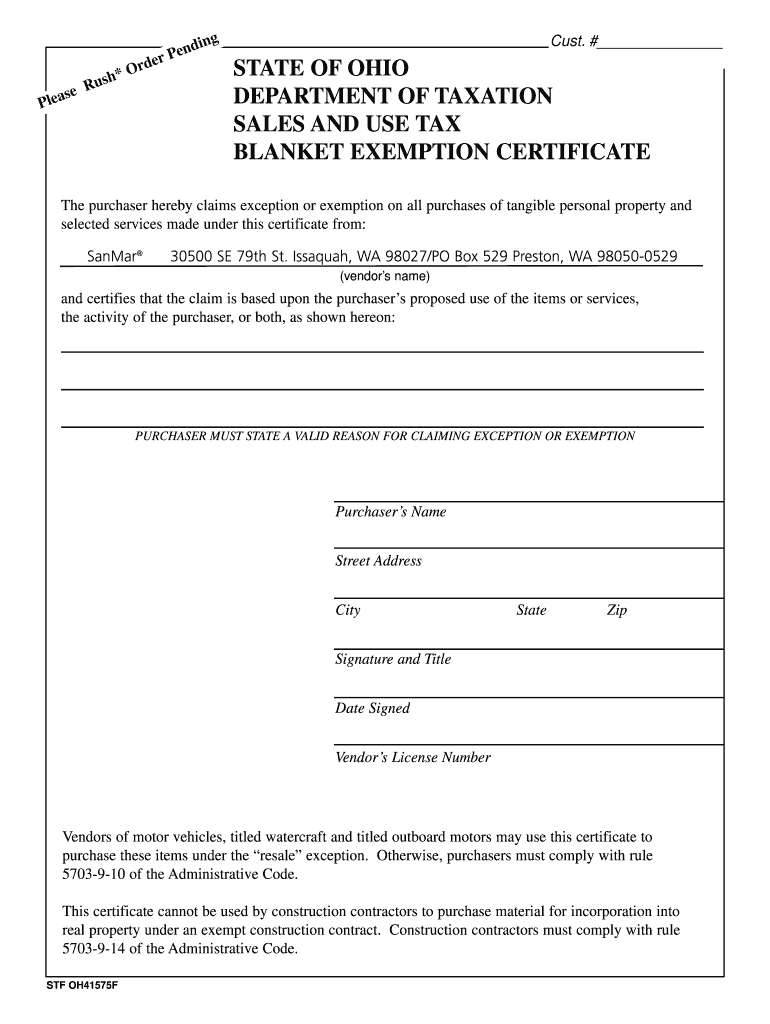 Tax Exempt Form Ohio Fill Out Sign Online DocHub