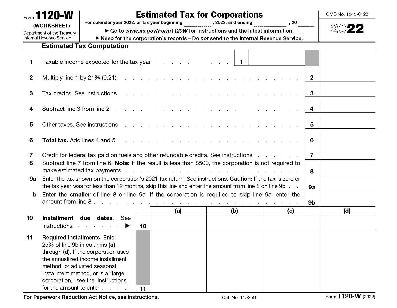 Tax Form 1120 2022