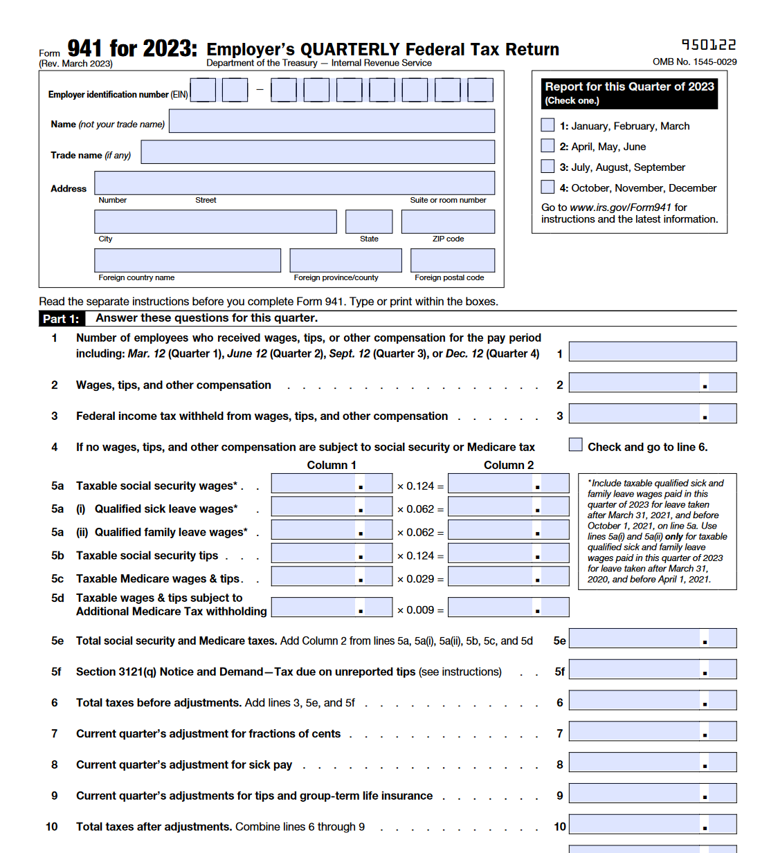 Tax Form 941 For 2023 Printable Forms Free Online Tax Form 941 For 2023 Printable Forms Free Online