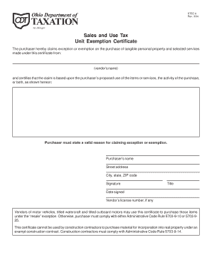 Tax ohio gov Sales And Use Tax Unit Exemption Certificate Fill And 