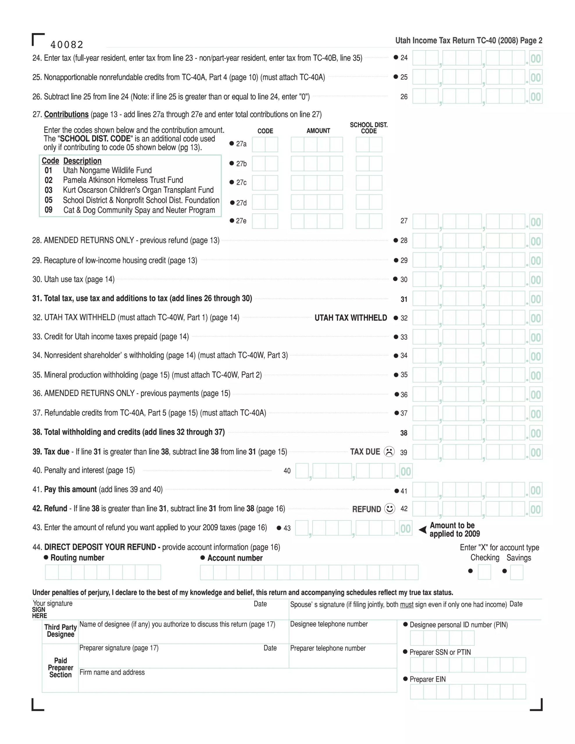 Tax utah gov Forms Current Tc Tc 40 plain PDF
