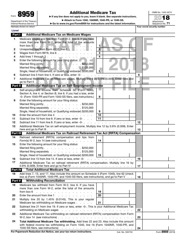Understanding Form 8959 Medicare Tax Calculation For 2018