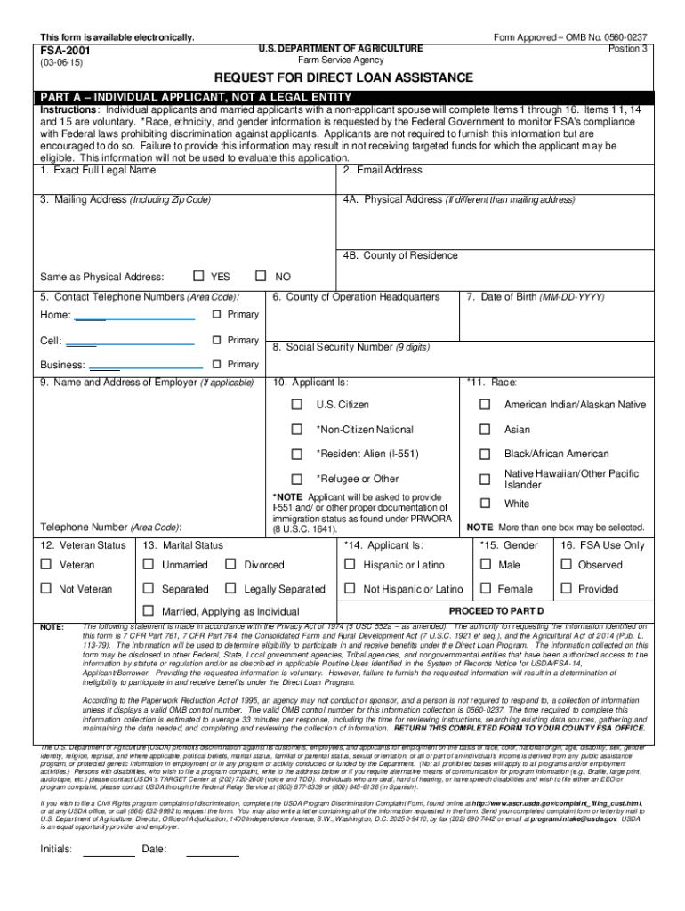 USDA FSA 2001 2015 2022 Fill And Sign Printable Template Online US