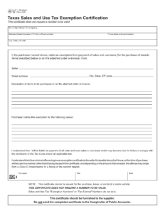 What Is A Texas Sales And Use Tax Resale Certificate Free Math