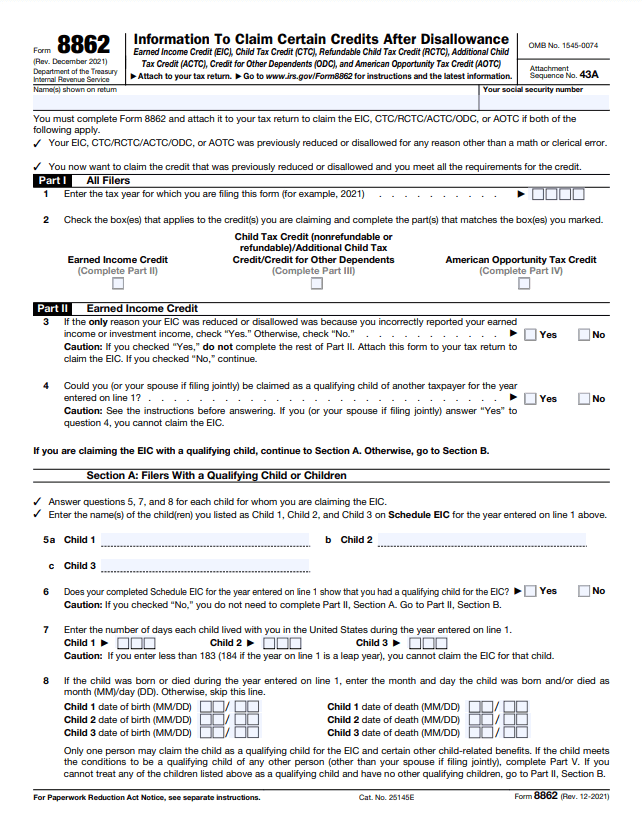 What Is An 8862 Tax Form SuperMoney