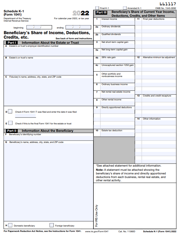 What Is IRS Form 1041 Schedule K 1 