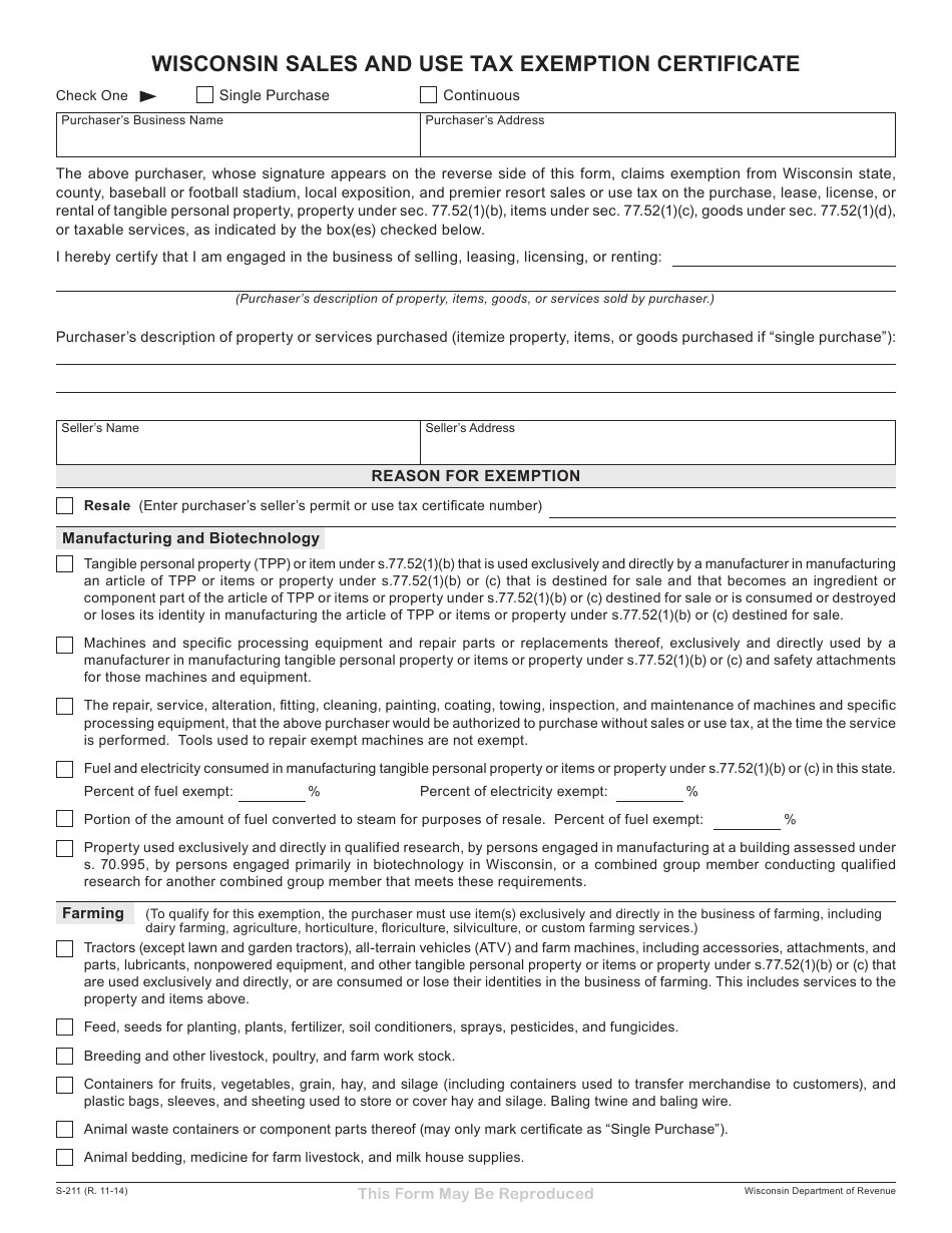 Wi Sales Tax Exemption Form
