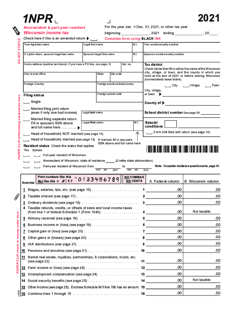 Wisconsin Income Tax Form 1a Fillable Printable Forms Free Online
